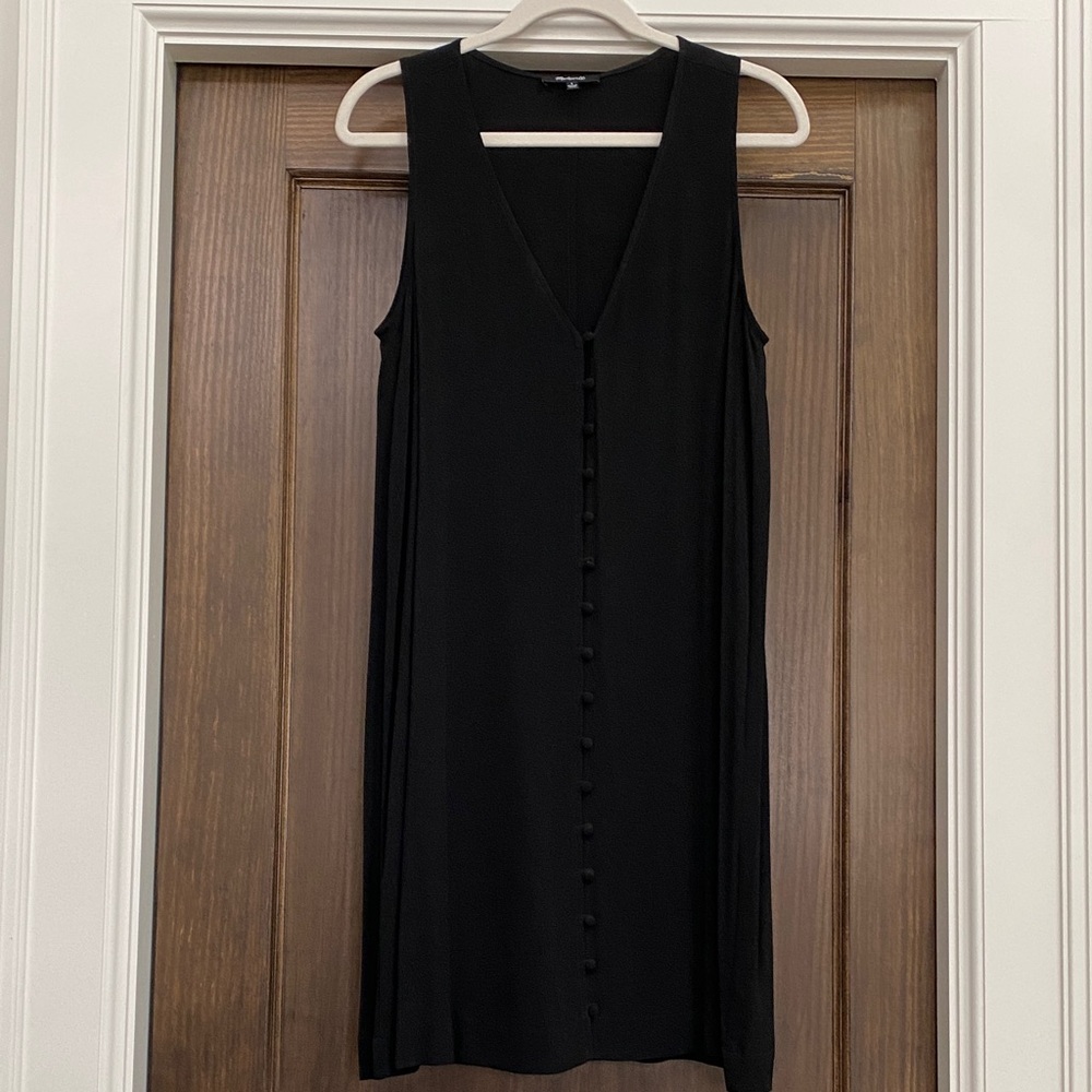 Madewell Black Button-Front Viscose Mini Dress